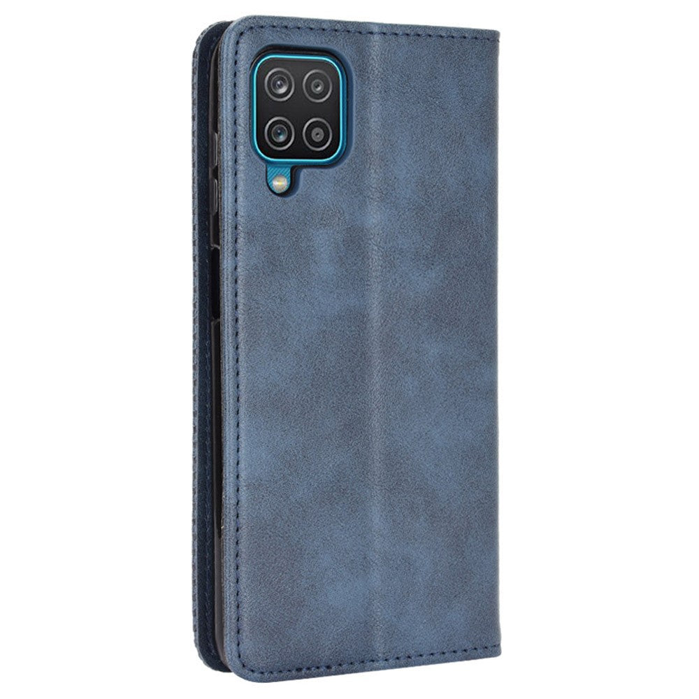 Retro Style Magnetic Closure Leather Wallet Phone Stand Case for Samsung Galaxy M32 (Global Version) - Blue