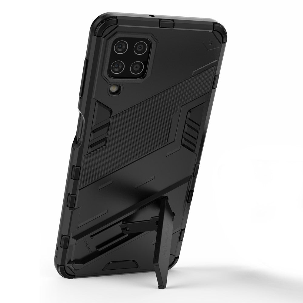 Shock-resistant PC + TPU Combo Case Kickstand Design Protective Phone Case for Samsung Galaxy M32 (Global Version) - Black