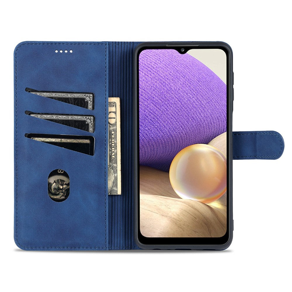 AZNS PU Leather Shock-absorption Phone Case Shell with Wallet Stand for Samsung Galaxy A32 5G/M32 5G - Black