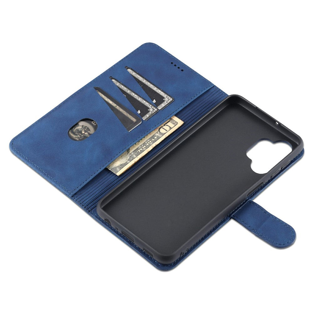 AZNS PU Leather Shock-absorption Phone Case Shell with Wallet Stand for Samsung Galaxy A32 5G/M32 5G - Black