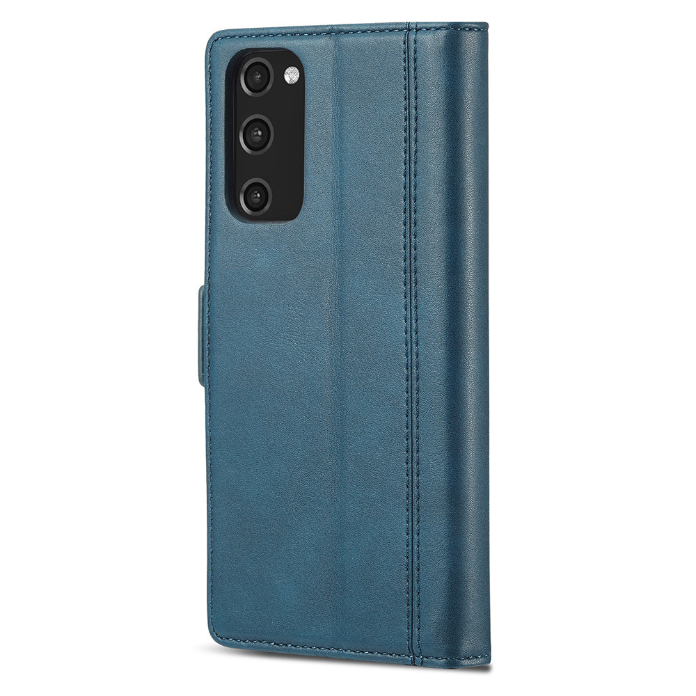 LC.IMEEKE Stand PU Leather Flip Wallet Card Holders Protective Phone Cover for Samsung Galaxy S20 4G/S20 5G - Blue