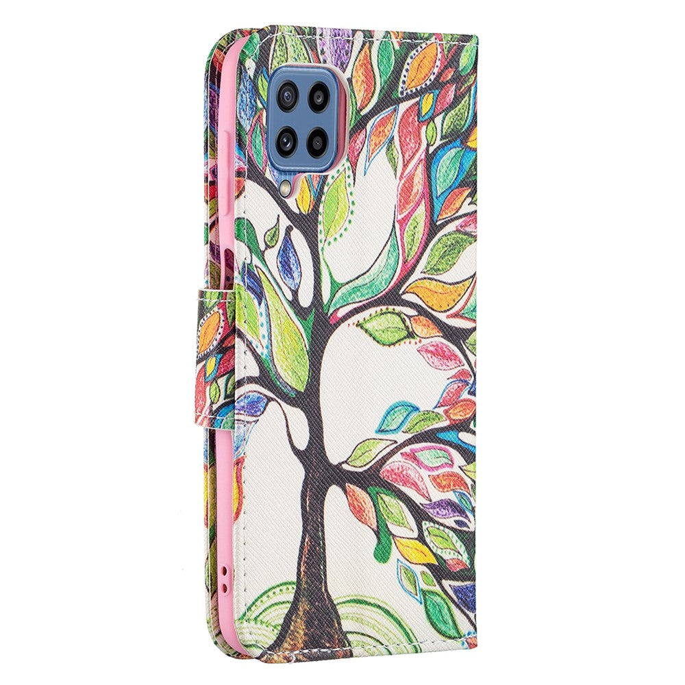 Stand Feature Pattern Printing PU Leather Magnetic Flip Cover Wallet Purse Case for Samsung Galaxy M32 (Global Version) - Life Tree
