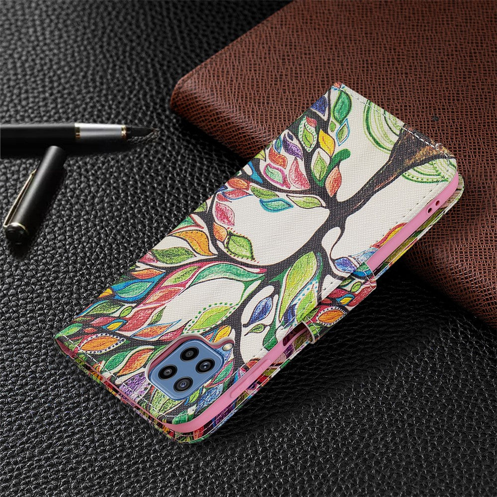 Stand Feature Pattern Printing PU Leather Magnetic Flip Cover Wallet Purse Case for Samsung Galaxy M32 (Global Version) - Life Tree