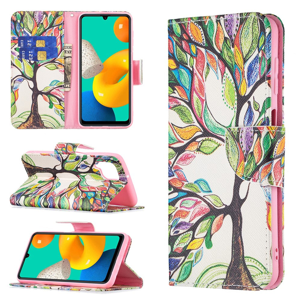 Stand Feature Pattern Printing PU Leather Magnetic Flip Cover Wallet Purse Case for Samsung Galaxy M32 (Global Version) - Life Tree