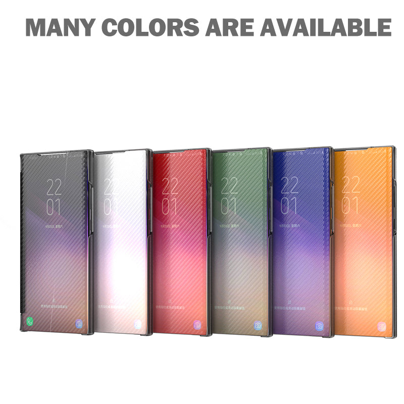 Full Protection Anti-drop Mirror Surface Stand Foldable Design Phone Case for Samsung Galaxy S20 Plus - White