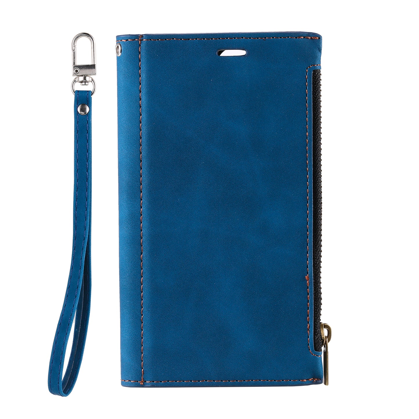Multifunctional Zipper Wallet PU Leather Cell Phone Shell Cover with Kickstand and Strap for Samsung Galaxy S20 Plus - Blue