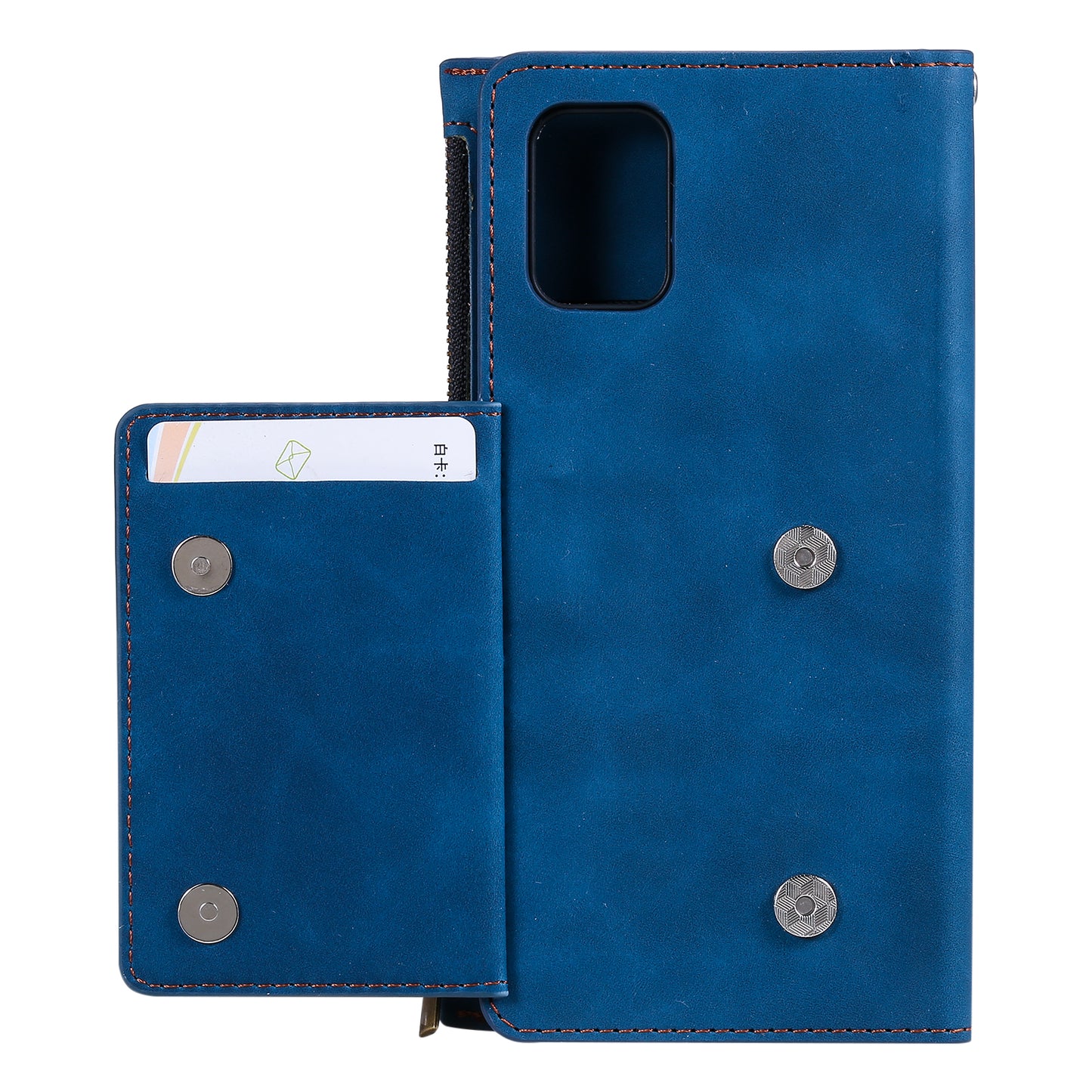 Multifunctional Zipper Wallet PU Leather Cell Phone Shell Cover with Kickstand and Strap for Samsung Galaxy S20 Plus - Blue