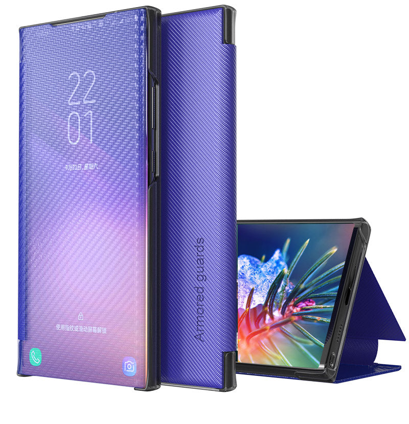 Multi-Color Anti-Fingerprint Folio Flip Carbon Fiber Hard PC Kickstand Case for Samsung Galaxy S20 FE 2022/S20 FE 4G/S20 FE 5G/S20 Lite - Blue