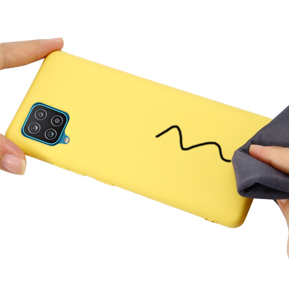 Liquid Silicone Silky-Soft Touch Full Body Protection Shockproof Case Cover with Strap for Samsung Galaxy M32 (Global Version) - Yellow