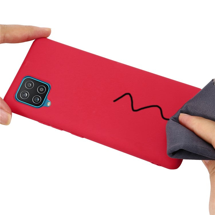 Liquid Silicone Silky-Soft Touch Full Body Protection Shockproof Case Cover with Strap for Samsung Galaxy M32 (Global Version) - Red