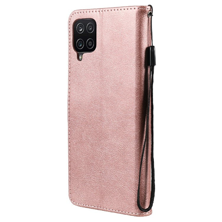 KT Leather Series-2 Full Protective Anti-drop Leather Cover Case Wallet for Samsung Galaxy A12 - Rose Gold