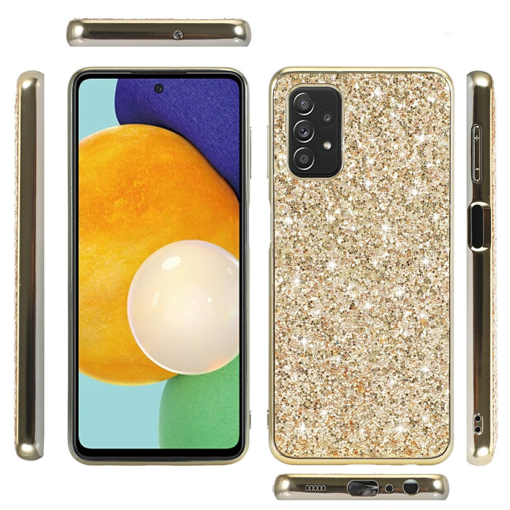 Shiny Sequins Design Plated TPU Frame + PC Drop-Resistant Hybrid Shell Case for Samsung Galaxy A32 5G/M32 5G - Blue