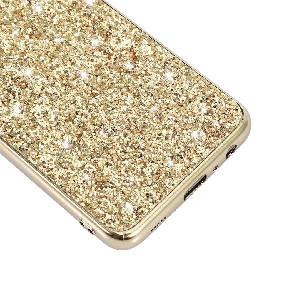 Shiny Sequins Design Plated TPU Frame + PC Drop-Resistant Hybrid Shell Case for Samsung Galaxy A32 5G/M32 5G - Rose Gold