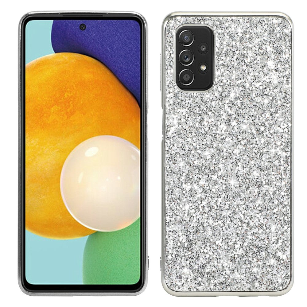Shiny Sequins Design Plated TPU Frame + PC Drop-Resistant Hybrid Shell Case for Samsung Galaxy A32 5G/M32 5G - Silver