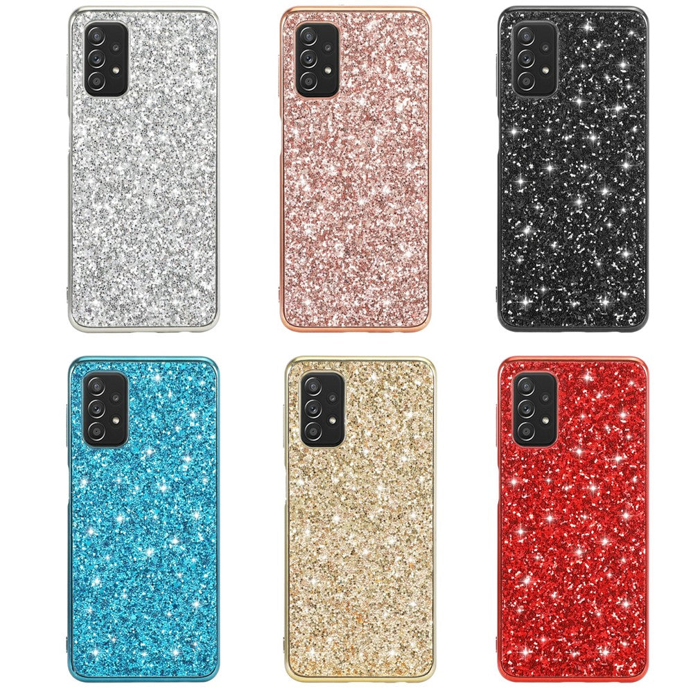Shiny Sequins Design Plated TPU Frame + PC Drop-Resistant Hybrid Shell Case for Samsung Galaxy A32 5G/M32 5G - Silver