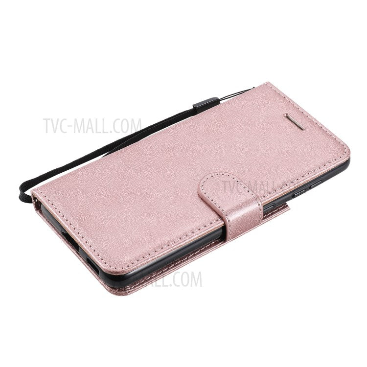 KT Leather Series-2 Wallet Stand Design Anti-Scratch TPU+PU Leather Phone Casing with Handy Strap for Samsung Galaxy S21 5G/4G - Rose Gold