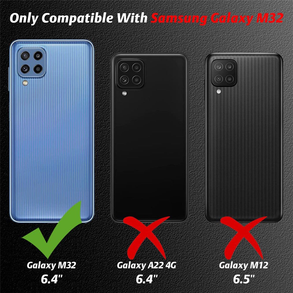 Soft TPU Bumper Shockproof Cases with Tempered Glass Screen Protector for Samsung Galaxy M32 (Global Version)