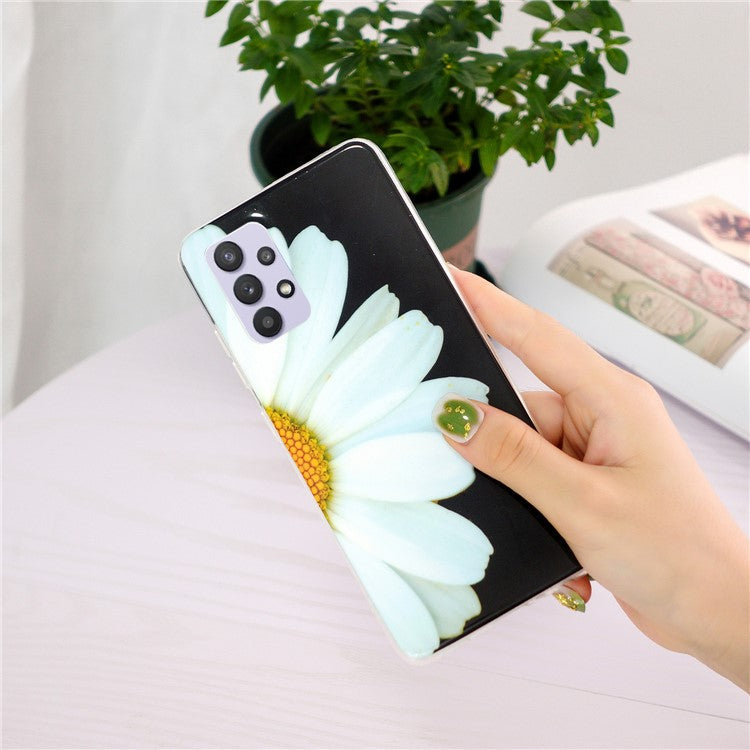 IMD Noctilucent Pattern Phone Case Anti Scratch TPU Shell for Samsung Galaxy A32 5G/M32 5G - Daisy