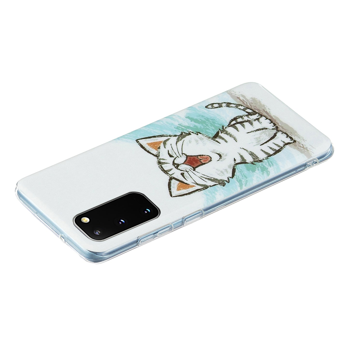 Glow in The Dark Noctilucent Shockproof Lightweight Soft TPU Cover Cell Phone Case for Samsung Galaxy S20 4G/S20 5G - Happy Cat