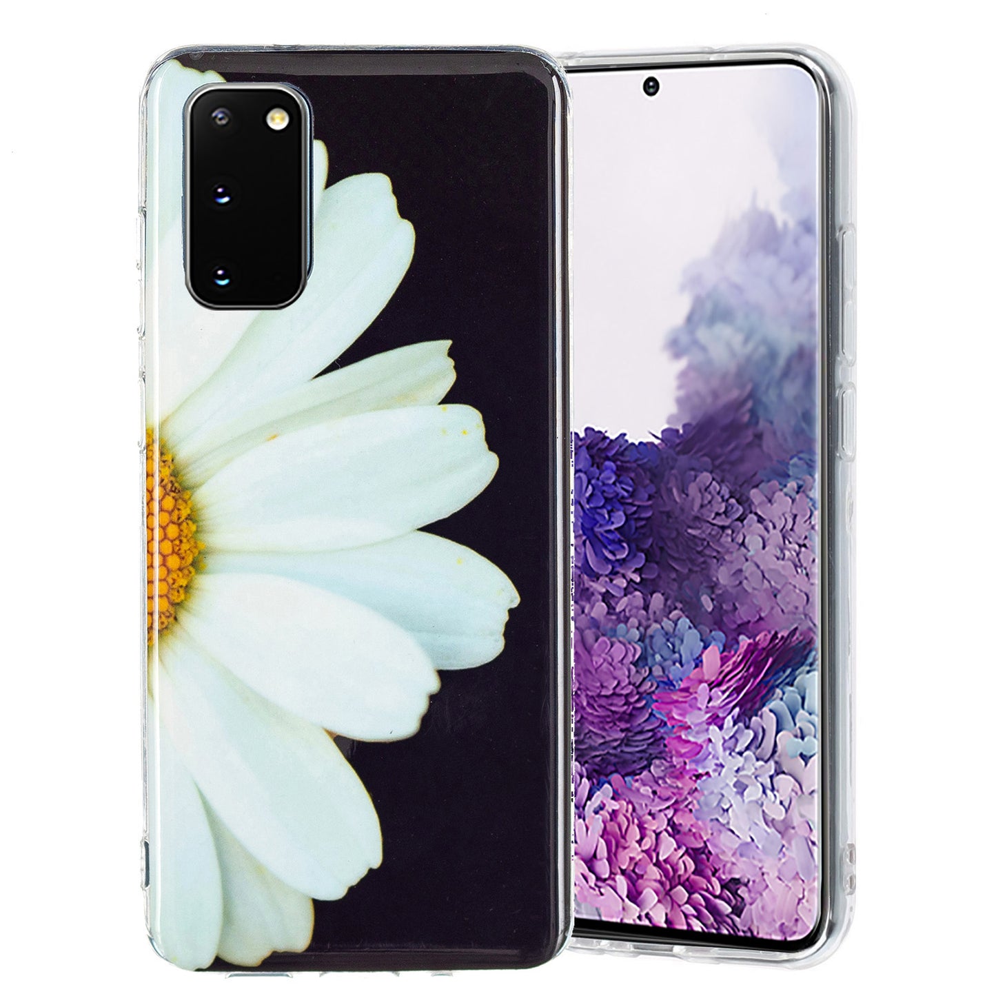 Glow in The Dark Noctilucent Shockproof Lightweight Soft TPU Cover Cell Phone Case for Samsung Galaxy S20 4G/S20 5G - Daisy