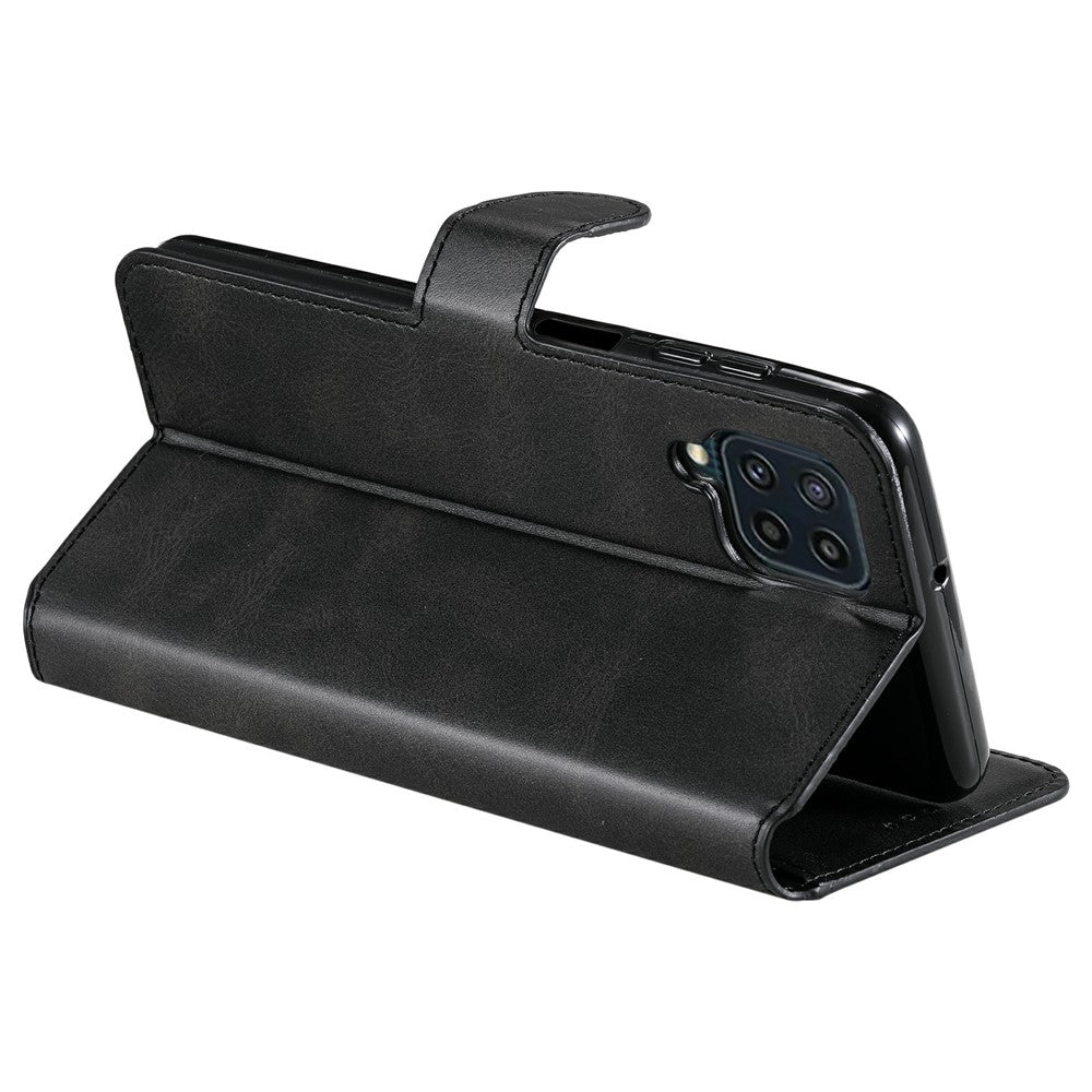 Classic Style Book-Style Flip Wallet Stand Design Leather Phone Case for Samsung Galaxy M32 (Global Version) - Black