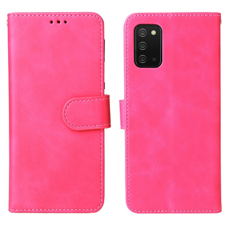 Skin-Touch PU Leather Flip Folio Cover with Stand for Samsung Galaxy A03s (166.5 X 75.98 X 9.14mm) - Rose