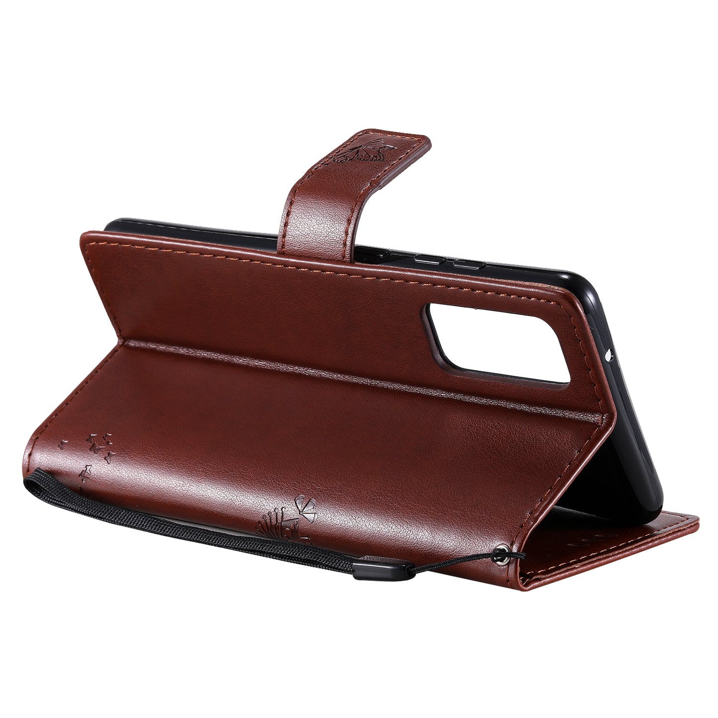 Wallet Stand Design Full Protection KT Imprinting Flower Series-3 Cat and Tree Imprinting Leather Cover + TPU Inner Phone Case for Samsung Galaxy S20 FE 2022/S20 FE 4G/S20 FE 5G/S20 Lite - Coffee