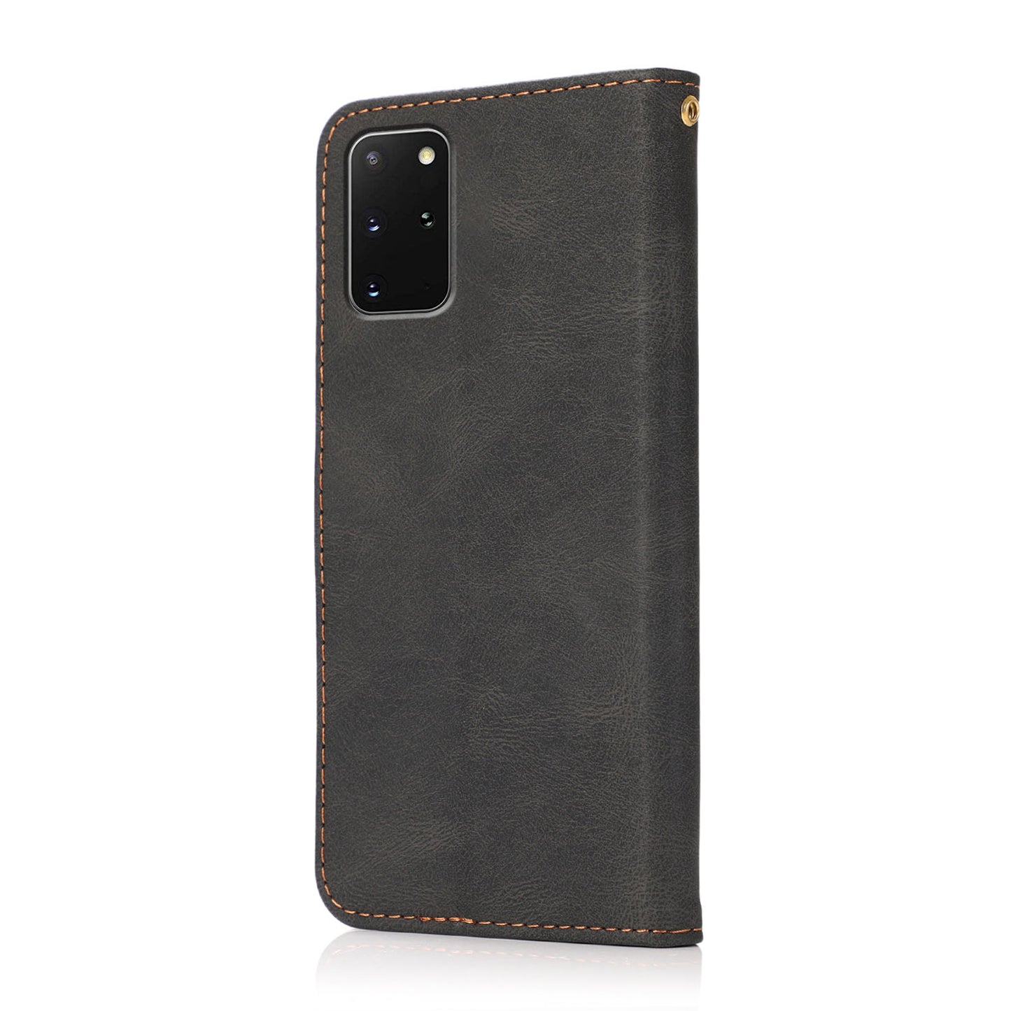 All-Round Protection Dual Color Anti-Drop Wallet Stand Design Leather Phone Case with Handy Strap for Samsung Galaxy S20 Plus 4G/5G - Black/Brown