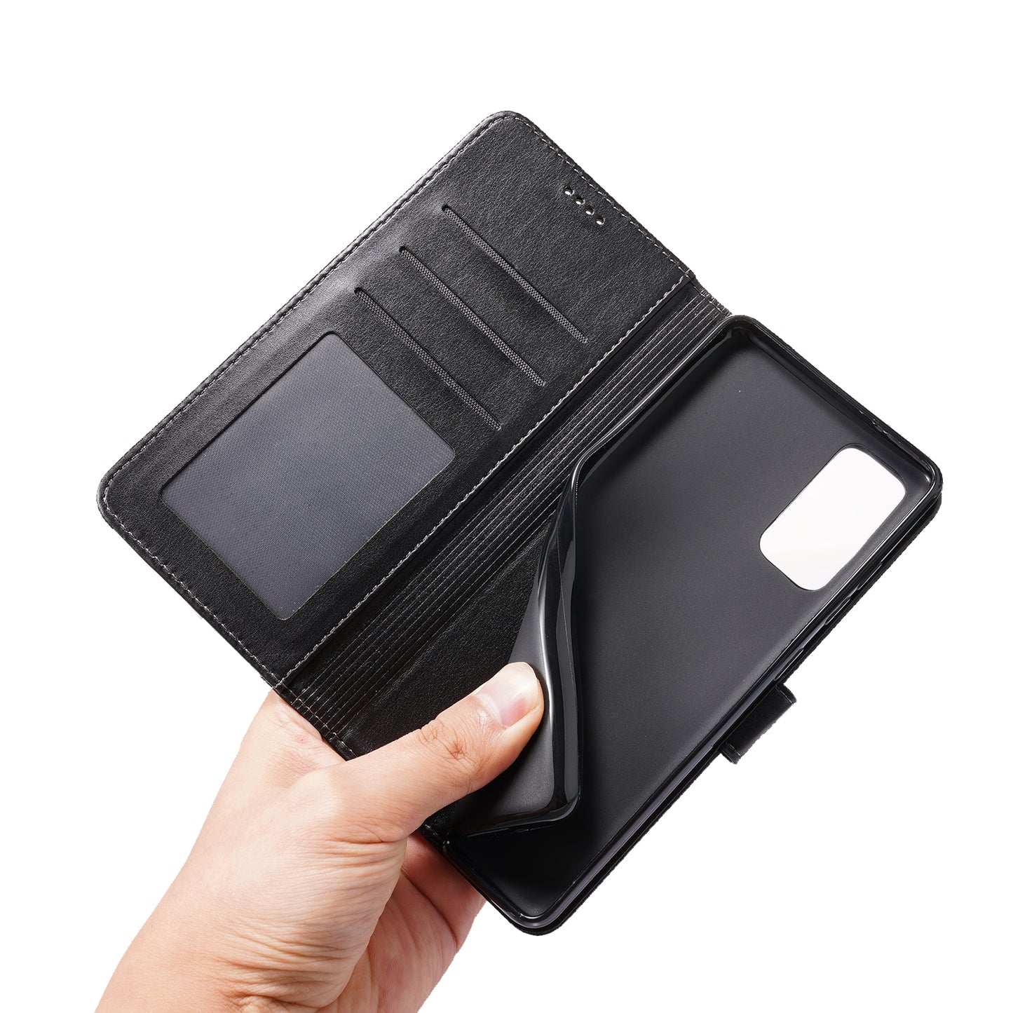 Magnetic Clasp Wallet Stand Splicing PU Leather Case Shell for Samsung Galaxy S20 FE 2022/S20 FE 4G/S20 FE 5G/S20 Lite - Black