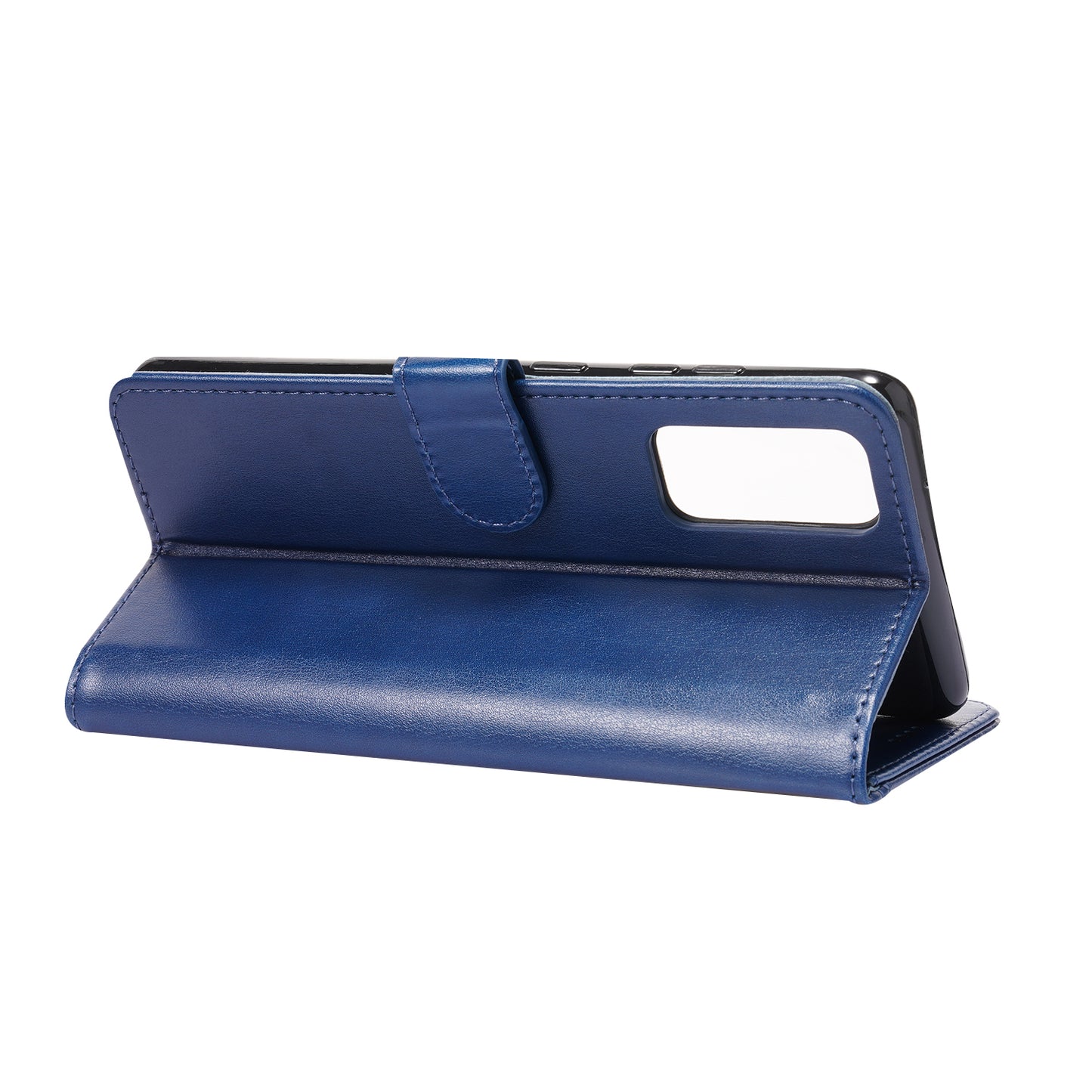 Magnetic Clasp Wallet Stand Splicing PU Leather Case Shell for Samsung Galaxy S20 FE 2022/S20 FE 4G/S20 FE 5G/S20 Lite - Blue