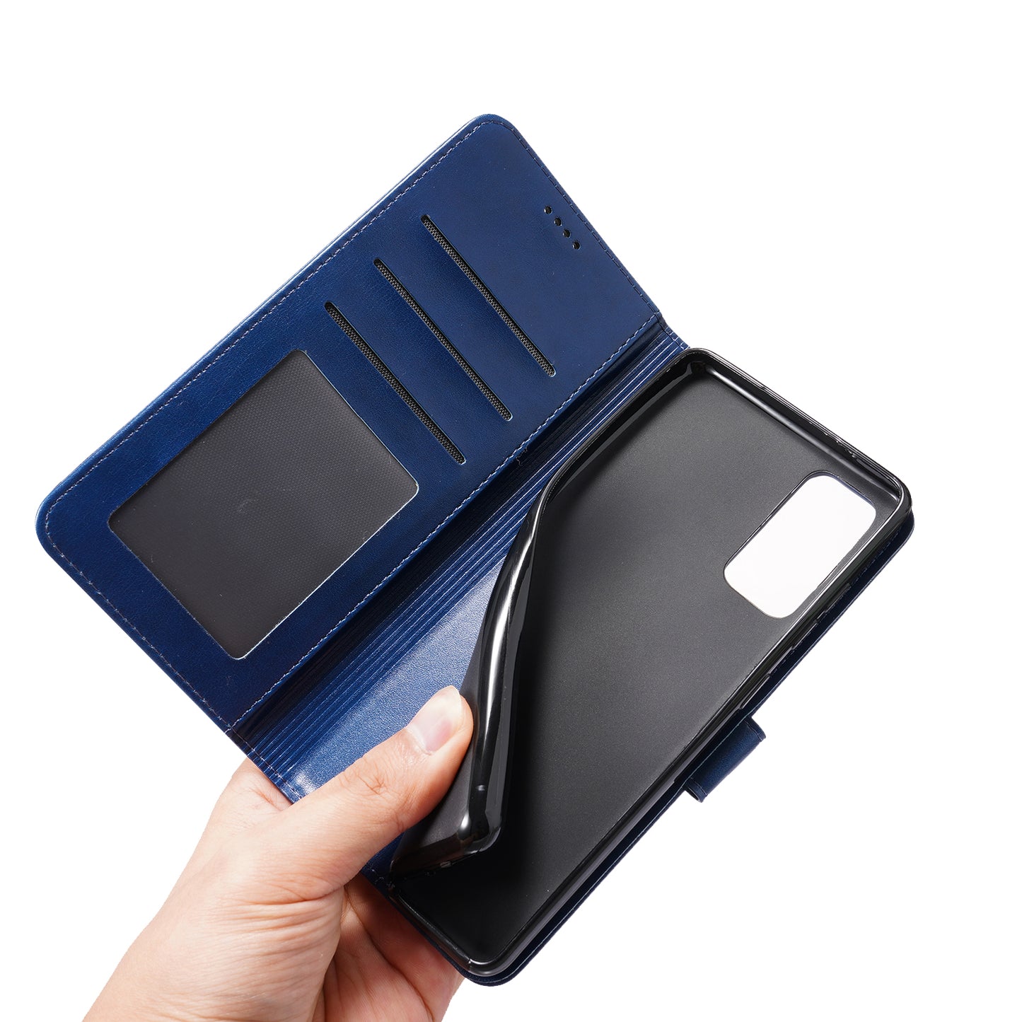 Magnetic Clasp Wallet Stand Splicing PU Leather Case Shell for Samsung Galaxy S20 FE 2022/S20 FE 4G/S20 FE 5G/S20 Lite - Blue
