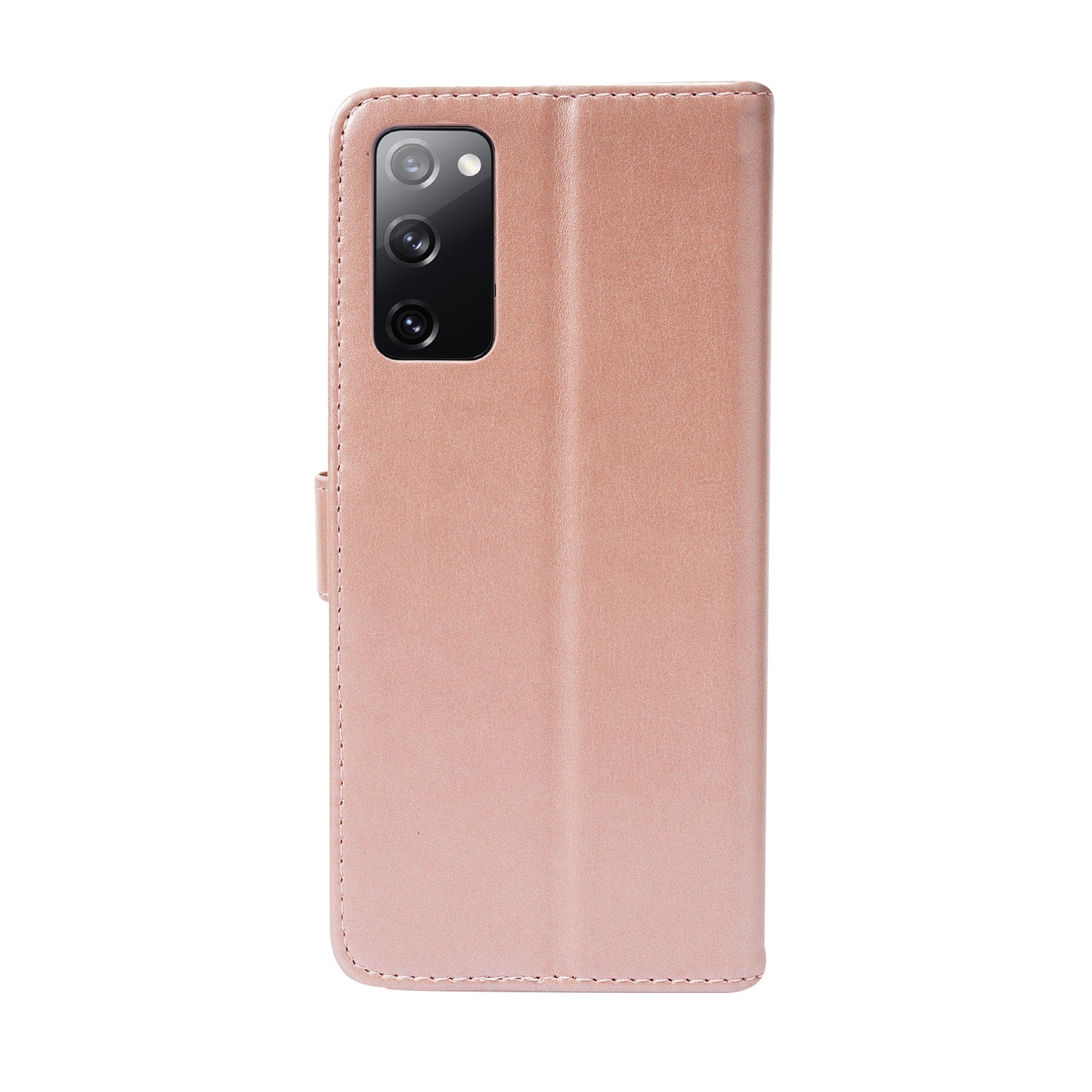 Magnetic Clasp Wallet Stand Splicing PU Leather Case Shell for Samsung Galaxy S20 FE 2022/S20 FE 4G/S20 FE 5G/S20 Lite - Rose Gold
