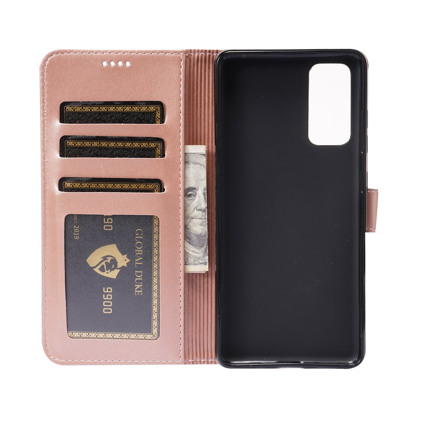 Magnetic Clasp Wallet Stand Splicing PU Leather Case Shell for Samsung Galaxy S20 FE 2022/S20 FE 4G/S20 FE 5G/S20 Lite - Rose Gold