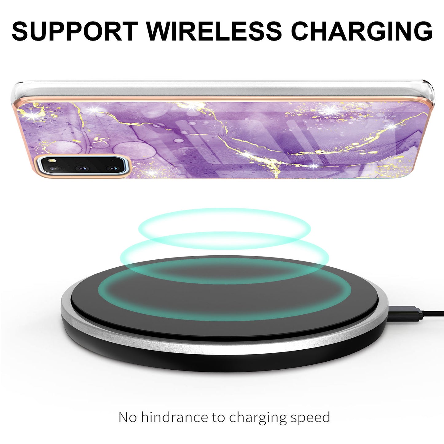 IMD IML Electroplating Marble Pattern Shell Anti-fingerprint Back Case for Samsung Galaxy S20 4G/S20 5G - Purple 002