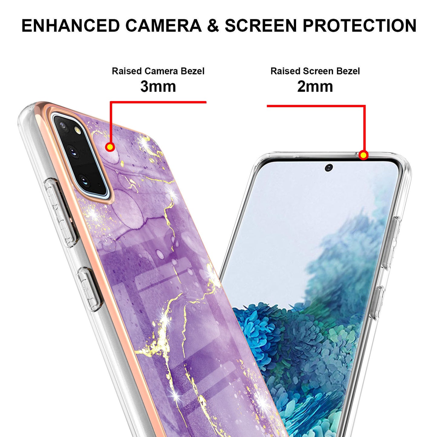 IMD IML Electroplating Marble Pattern Shell Anti-fingerprint Back Case for Samsung Galaxy S20 4G/S20 5G - Purple 002