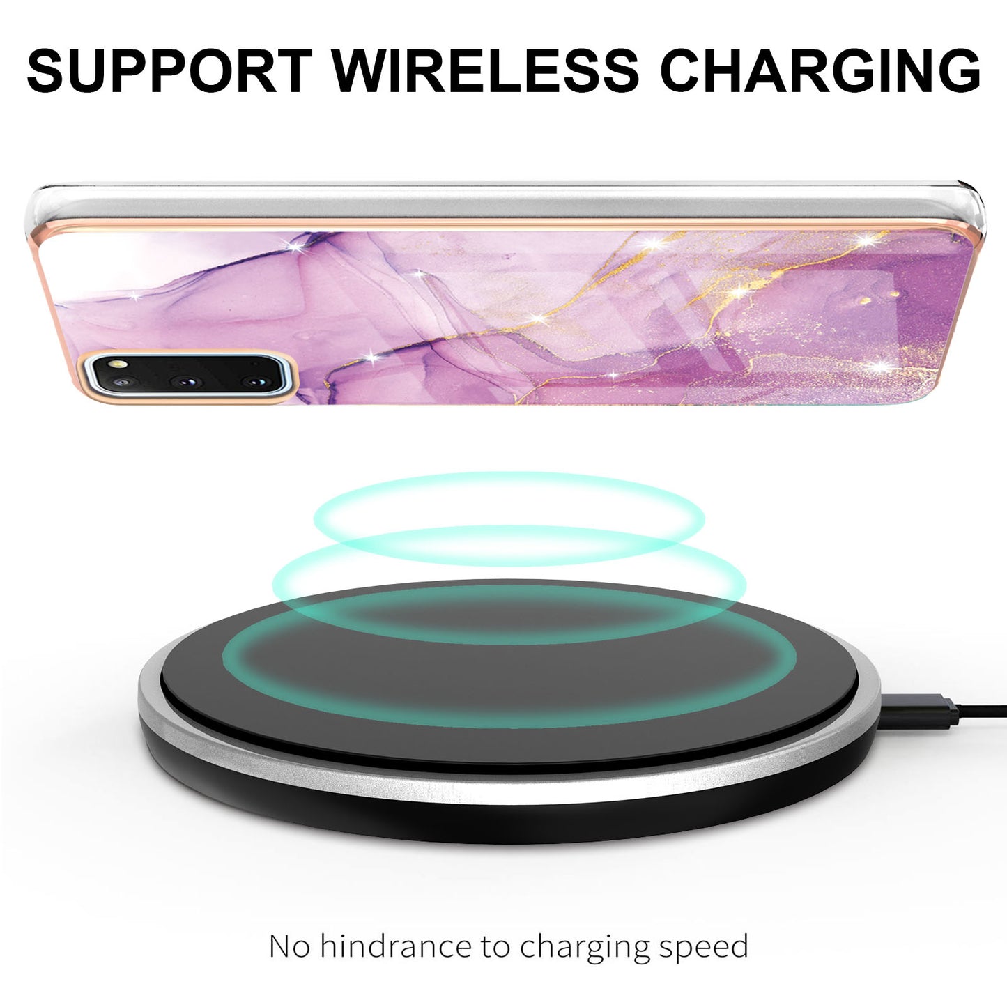 IMD IML Electroplating Marble Pattern Shell Anti-fingerprint Back Case for Samsung Galaxy S20 4G/S20 5G - Purple 001