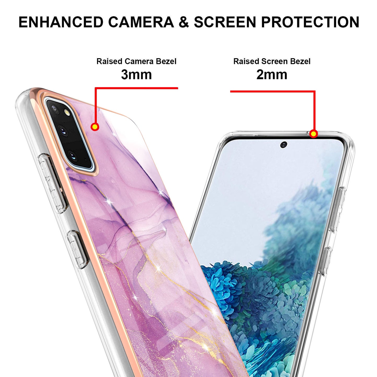 IMD IML Electroplating Marble Pattern Shell Anti-fingerprint Back Case for Samsung Galaxy S20 4G/S20 5G - Purple 001