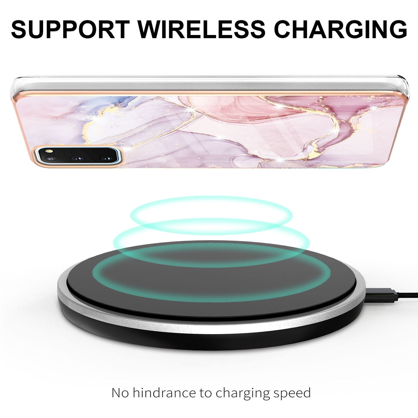 IMD IML Electroplating Marble Pattern Shell Anti-fingerprint Back Case for Samsung Galaxy S20 4G/S20 5G - Rose Gold 005