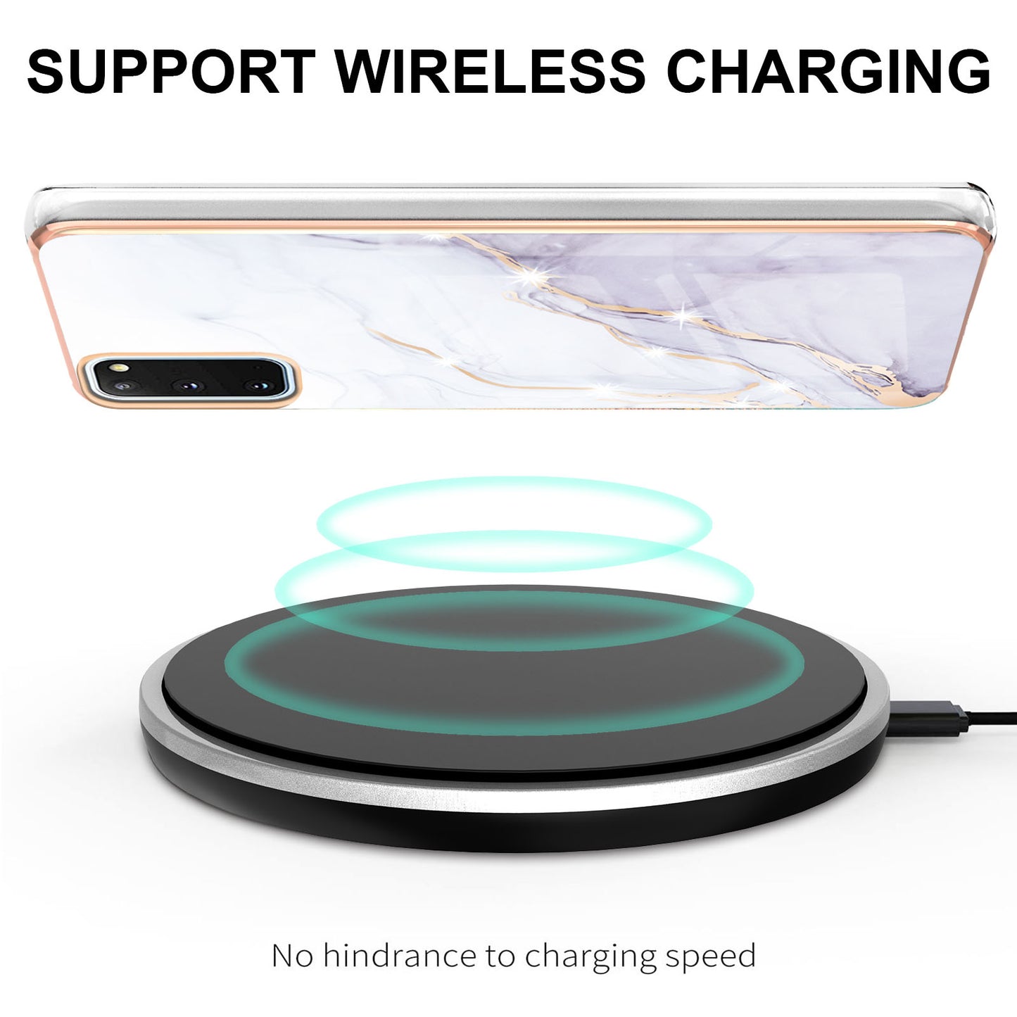 IMD IML Electroplating Marble Pattern Shell Anti-fingerprint Back Case for Samsung Galaxy S20 4G/S20 5G - White 006