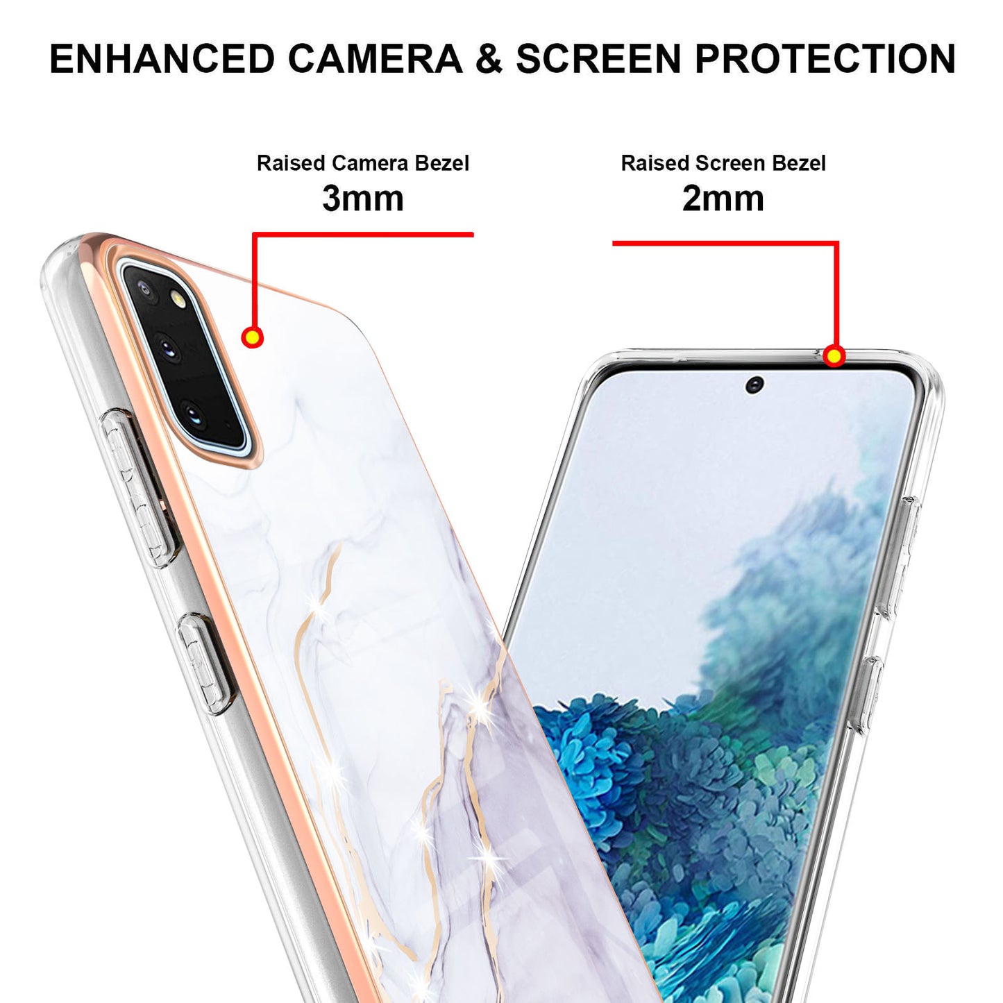 IMD IML Electroplating Marble Pattern Shell Anti-fingerprint Back Case for Samsung Galaxy S20 4G/S20 5G - White 006