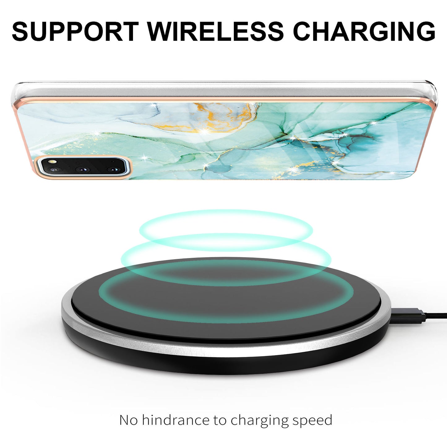 IMD IML Electroplating Marble Pattern Shell Anti-fingerprint Back Case for Samsung Galaxy S20 4G/S20 5G - Green 003