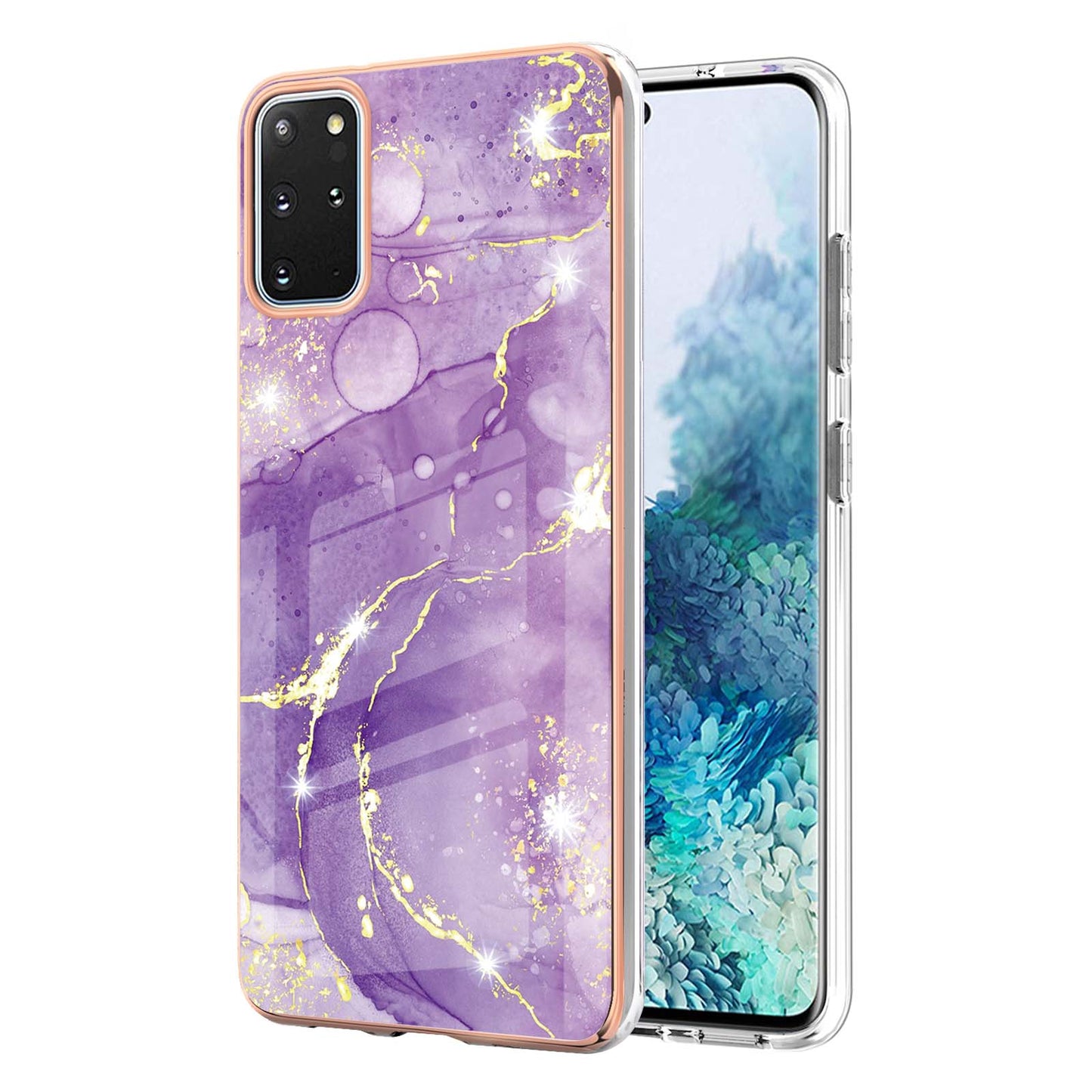 IMD IML Electroplating Marble Pattern Scratch-resistant Back Case Protective Cover for Samsung Galaxy S20 Plus 4G/5G - Purple 002