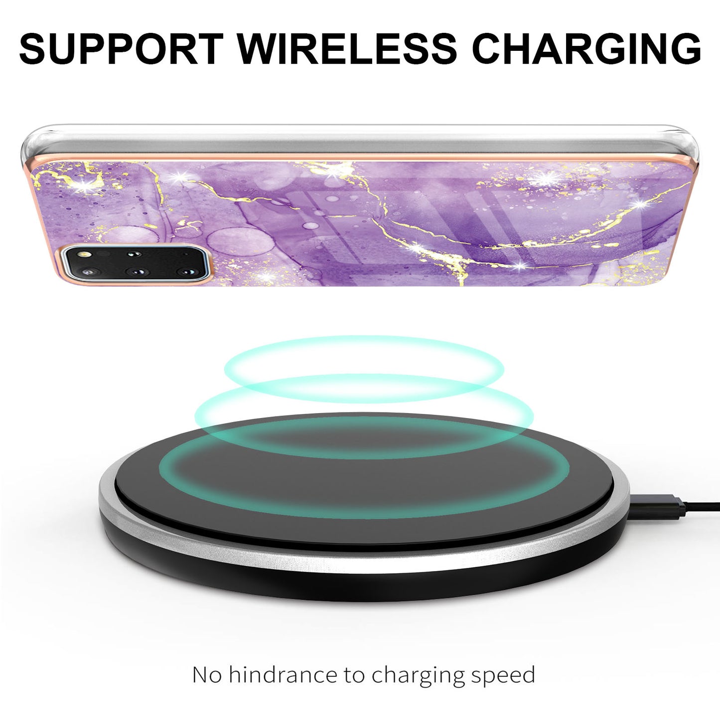 IMD IML Electroplating Marble Pattern Scratch-resistant Back Case Protective Cover for Samsung Galaxy S20 Plus 4G/5G - Purple 002