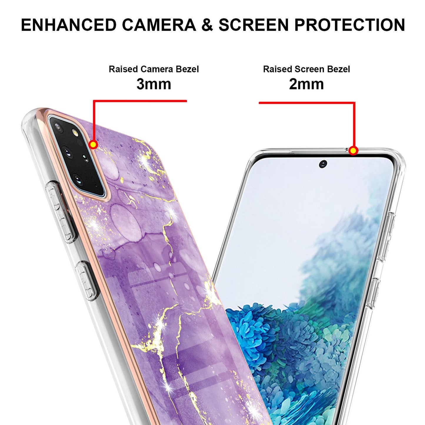 IMD IML Electroplating Marble Pattern Scratch-resistant Back Case Protective Cover for Samsung Galaxy S20 Plus 4G/5G - Purple 002