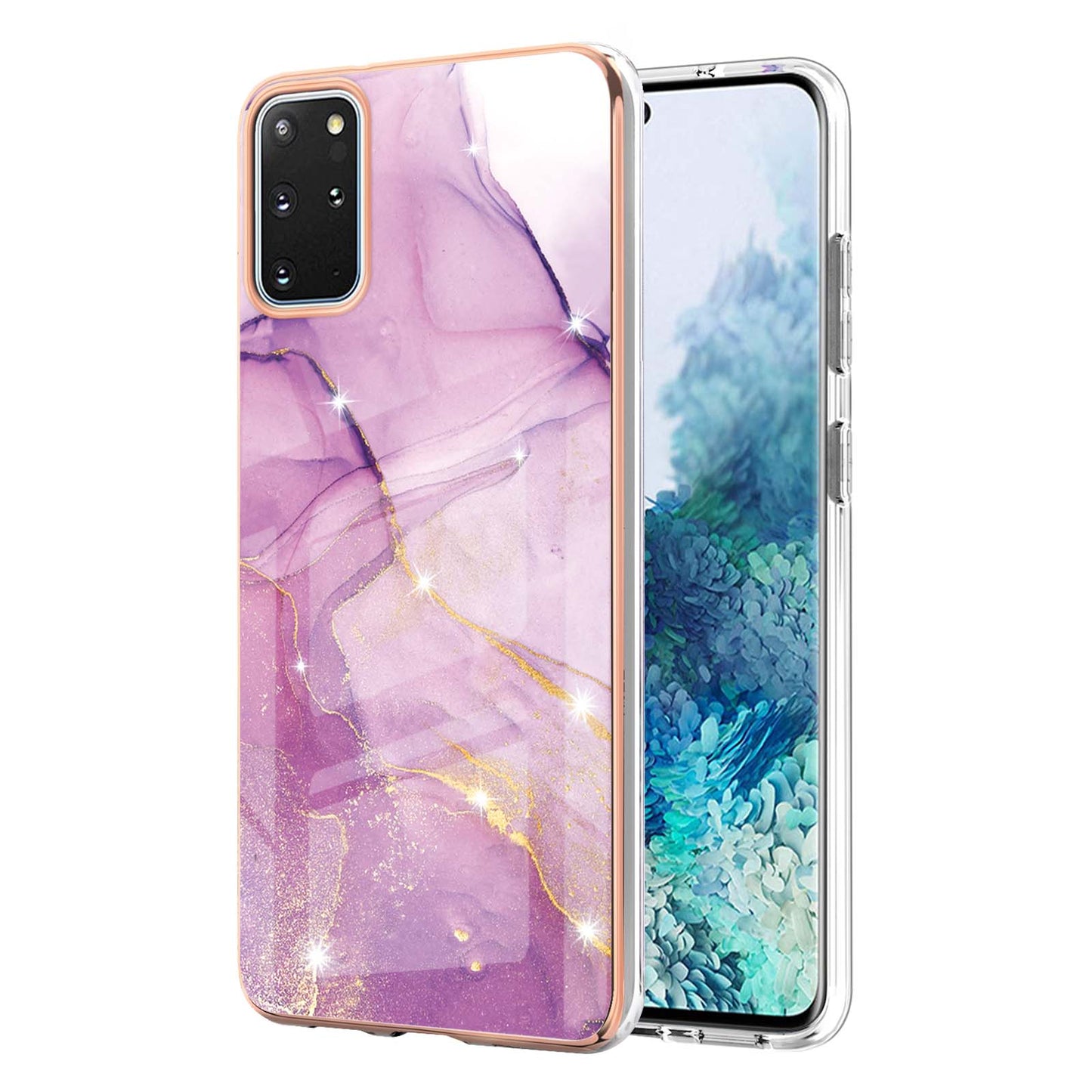 IMD IML Electroplating Marble Pattern Scratch-resistant Back Case Protective Cover for Samsung Galaxy S20 Plus 4G/5G - Purple 001