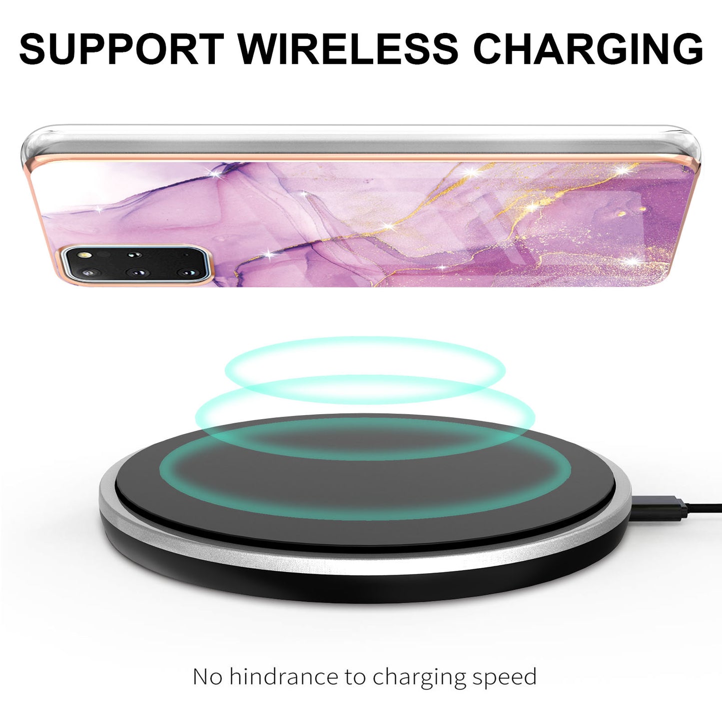 IMD IML Electroplating Marble Pattern Scratch-resistant Back Case Protective Cover for Samsung Galaxy S20 Plus 4G/5G - Purple 001