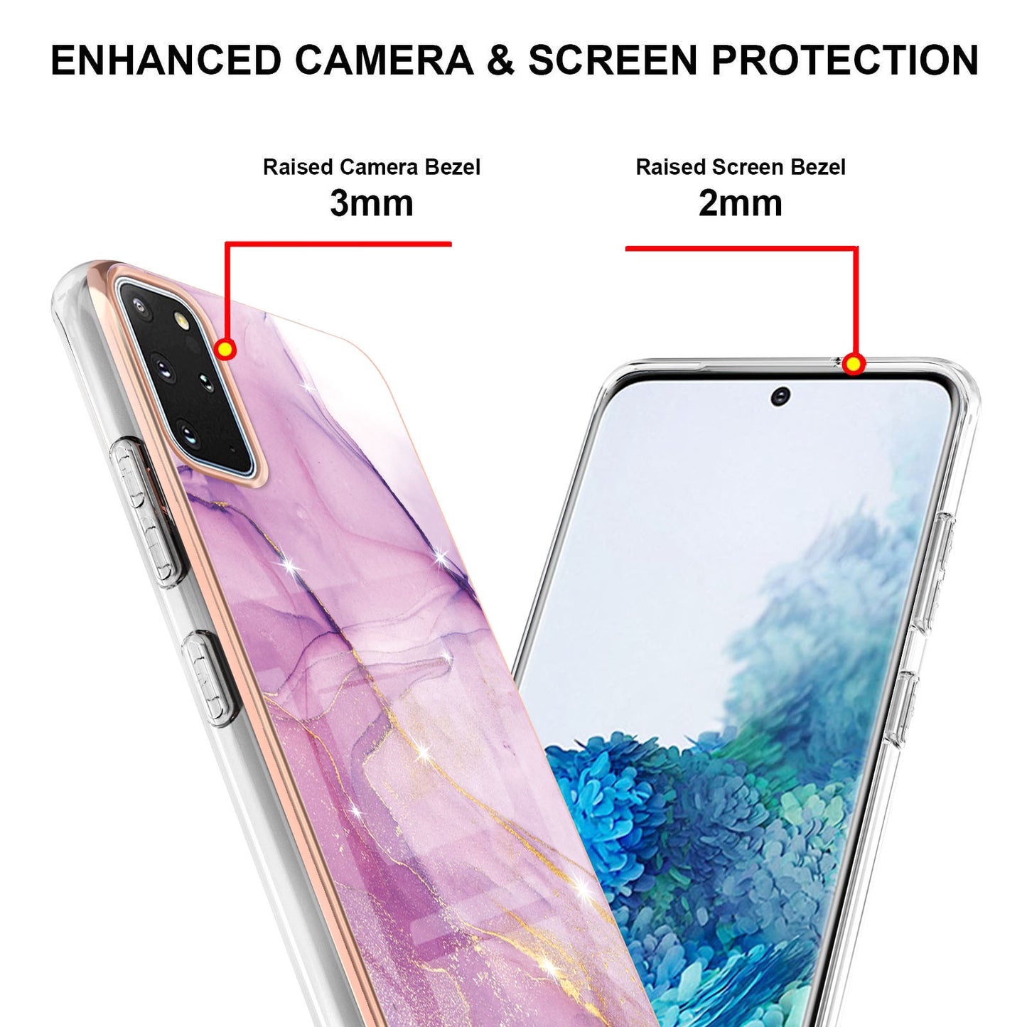 IMD IML Electroplating Marble Pattern Scratch-resistant Back Case Protective Cover for Samsung Galaxy S20 Plus 4G/5G - Purple 001