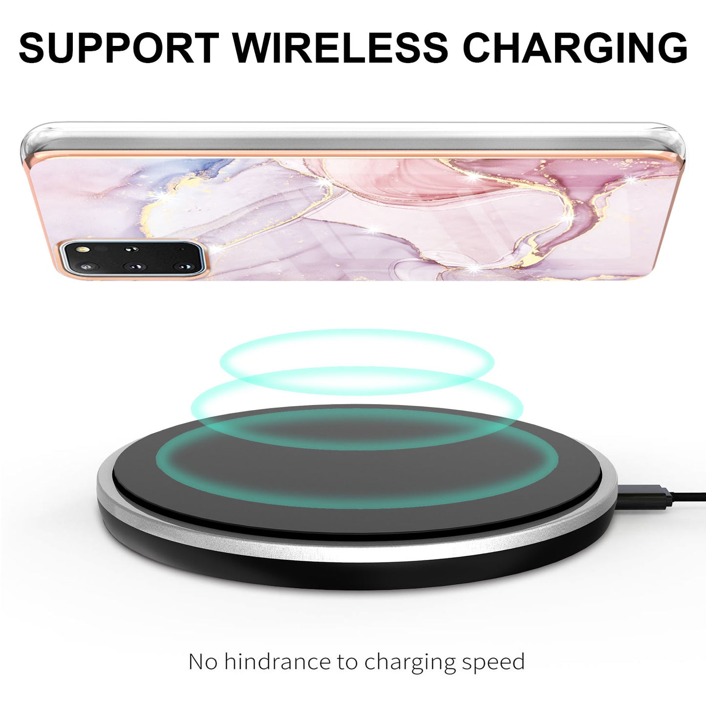 IMD IML Electroplating Marble Pattern Scratch-resistant Back Case Protective Cover for Samsung Galaxy S20 Plus 4G/5G - Rose Gold 005