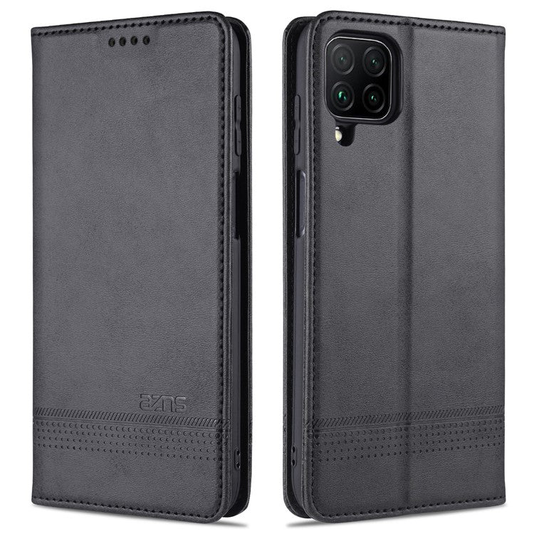 AZNS Wallet Design PU Leather Shockproof Phone Cover Case for Samsung Galaxy M32 (Global Version) - Black