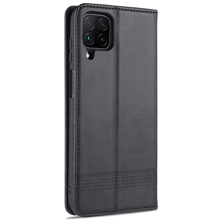 AZNS Wallet Design PU Leather Shockproof Phone Cover Case for Samsung Galaxy M32 (Global Version) - Black